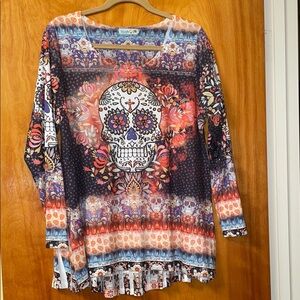 Halloween Sugar Skull Print Top